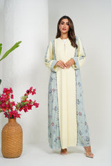 R212 Light  Beige  Abaya Set
