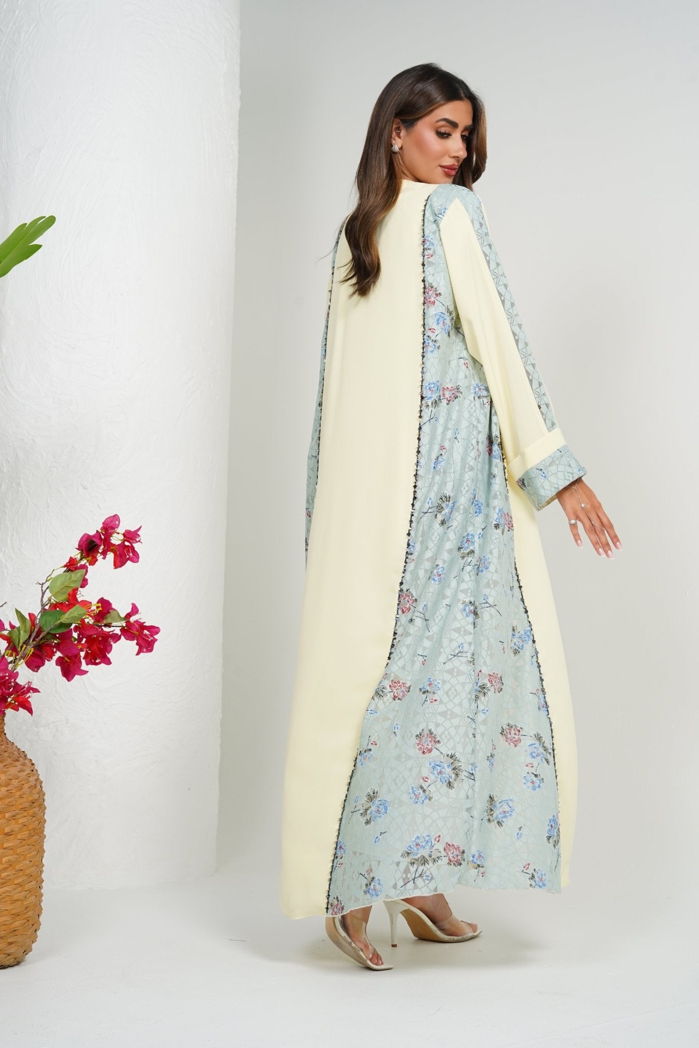 R212 Light Beige Abaya Set Abaya for Women UAE – Abaya – Rutba Fashion Abaya