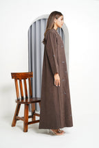 R214 Dark Brown Colour vip Abaya Set Abaya for Women UAE – Abaya – Rutba Fashion Abaya