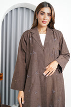 R214 Dark Brown Colour vip Abaya Set Abaya for Women UAE – Abaya – Rutba Fashion Abaya
