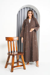 R214 Dark Brown Colour vip Abaya Set Abaya for Women UAE – Abaya – Rutba Fashion Abaya