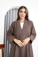 R214 Dark Brown Colour vip Abaya Set Abaya for Women UAE – Abaya – Rutba Fashion Abaya