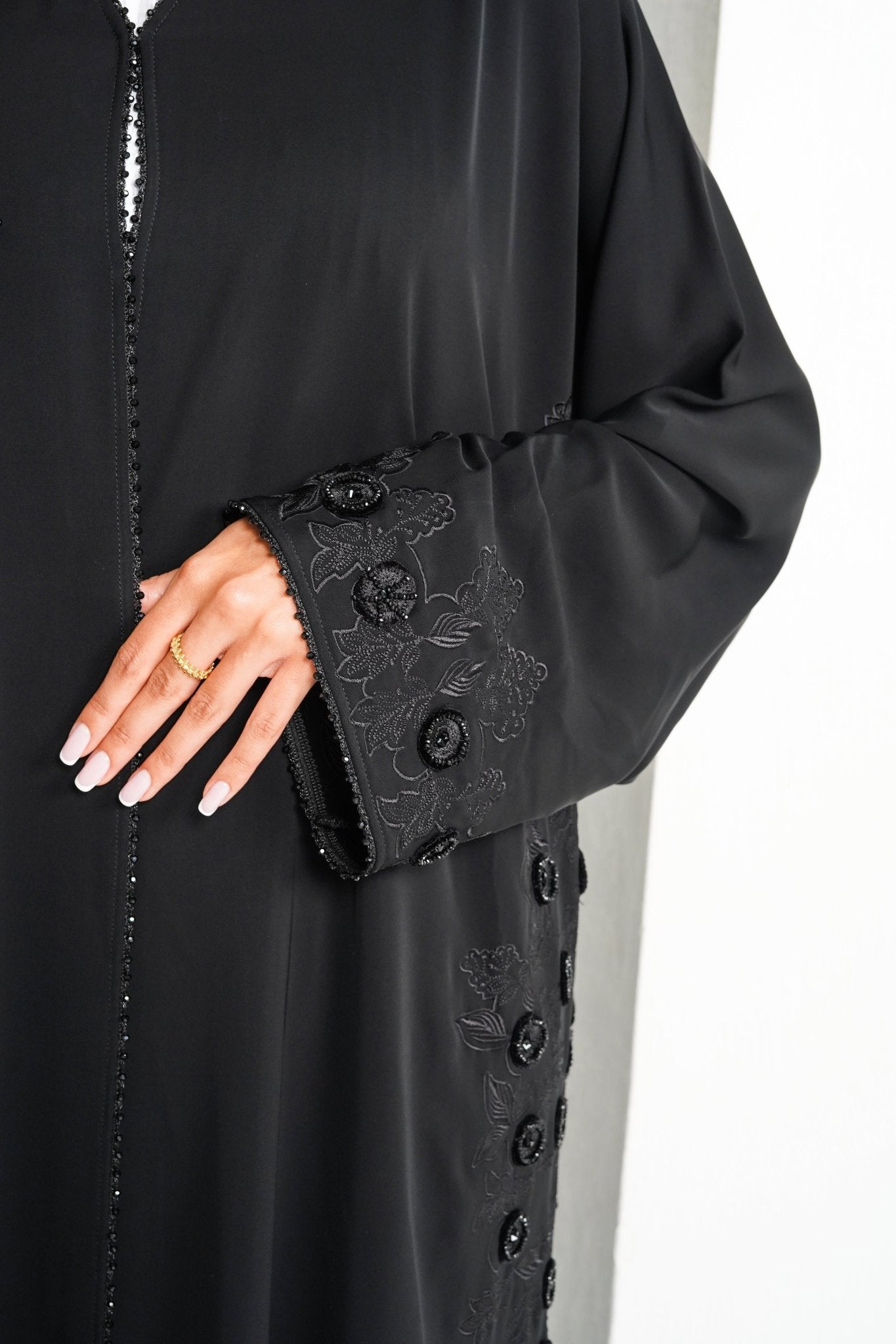 R215 Black elegant Designer Abaya Set Abaya for Women UAE – Abaya – Rutba Fashion Abaya