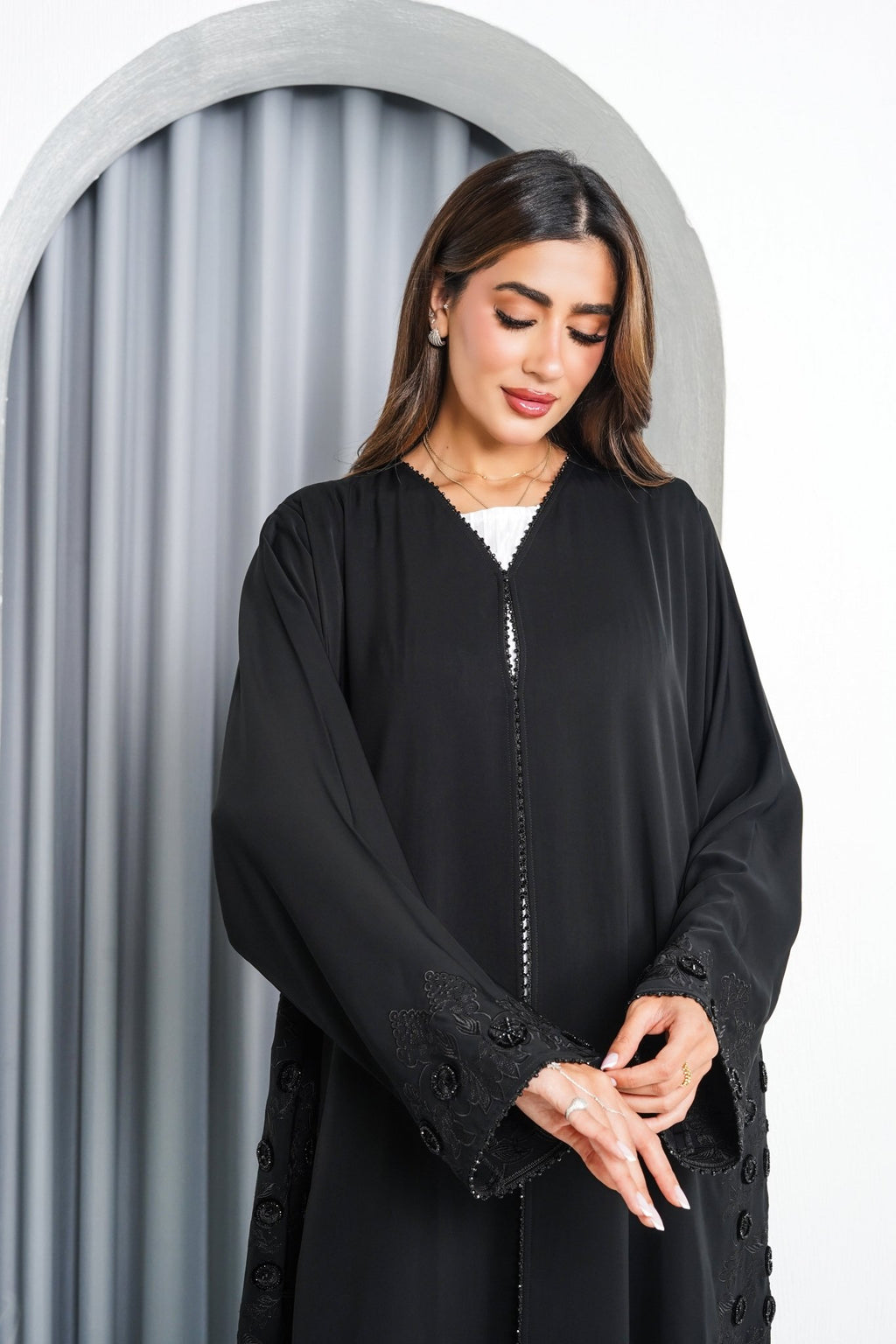 R215 Black elegant Designer Abaya Set Abaya for Women UAE – Abaya – Rutba Fashion Abaya