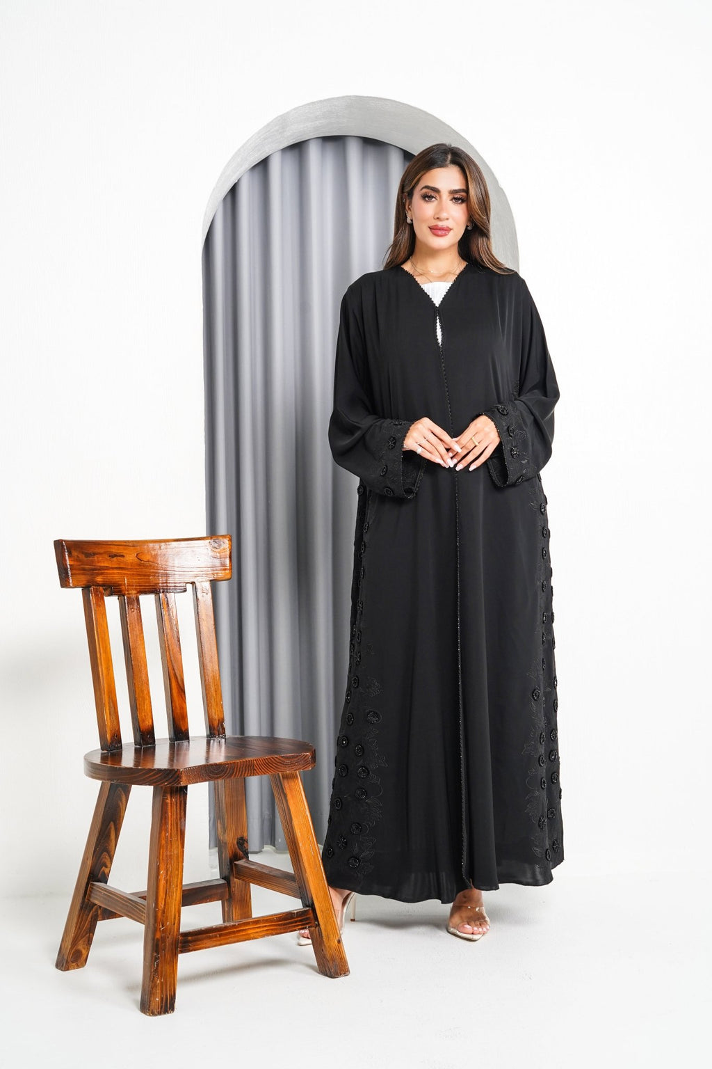 R215 Black elegant Designer Abaya Set Abaya for Women UAE – Abaya – Rutba Fashion Abaya