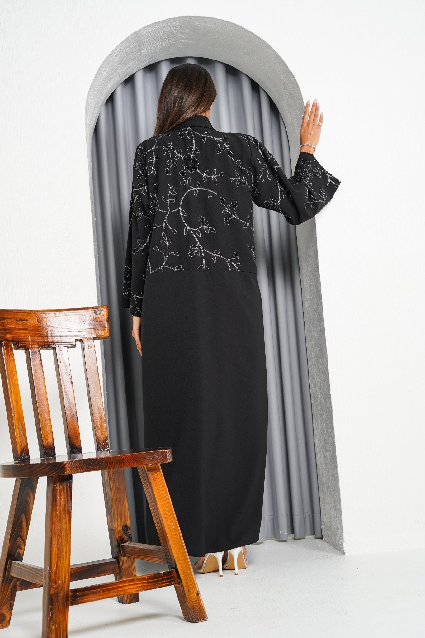 R216 Black elegant Abaya Set Abaya for Women UAE – Abaya – Rutba Fashion Abaya