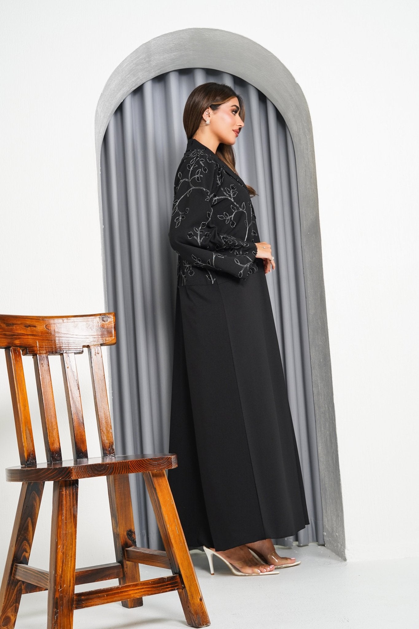 R216 Black elegant Abaya Set Abaya for Women UAE – Abaya – Rutba Fashion Abaya