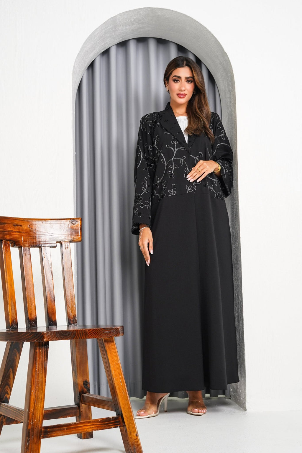 R216 Black elegant Abaya Set Abaya for Women UAE – Abaya – Rutba Fashion Abaya