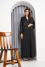R216 Black elegant Abaya Set Abaya for Women UAE – Abaya – Rutba Fashion Abaya