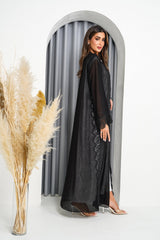 R217 Black Classic Dantil Abaya Set Abaya for Women UAE – Abaya – Rutba Fashion Abaya
