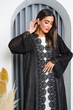 R217 Black Classic Dantil Abaya Set Abaya for Women UAE – Abaya – Rutba Fashion Abaya