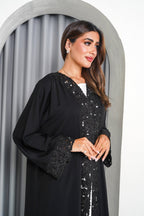 R218 Black elegant Laser Dantil Abaya Set Abaya for Women UAE – Abaya – Rutba Fashion Abaya