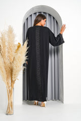 R218 Black elegant Laser Dantil Abaya Set Abaya for Women UAE – Abaya – Rutba Fashion Abaya