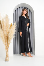 R218 Black elegant Laser Dantil Abaya Set Abaya for Women UAE – Abaya – Rutba Fashion Abaya