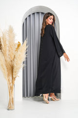 R218 Black elegant Laser Dantil Abaya Set Abaya for Women UAE – Abaya – Rutba Fashion Abaya