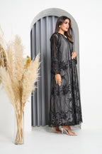 R219 Black elegant Flower Laser Dantil Abaya Set Abaya for Women UAE – Abaya – Rutba Fashion Abaya