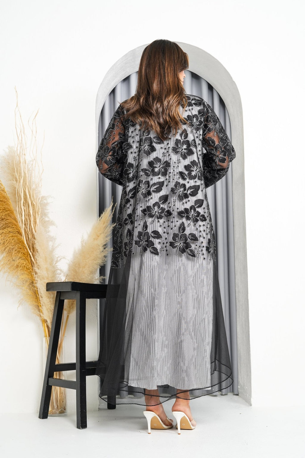 R221 Black wedding and party Designer Abaya Set Abaya for Women UAE – Abaya – Rutba Fashion Abaya