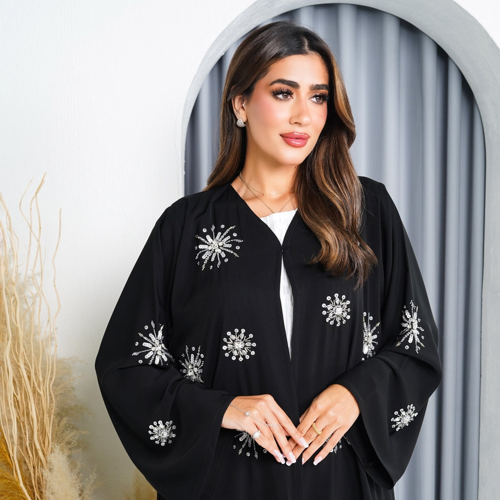R222 Black elegant Designer Abaya Set Abaya for Women UAE – Abaya – Rutba Fashion Abaya
