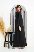 R223 Black Classic Designer Abaya Set Abaya for Women UAE – Abaya – Rutba Fashion Abaya