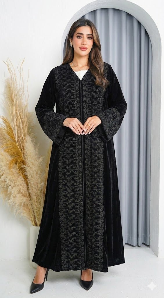 R225 Velvet Abaya Set Abaya for Women UAE – Abaya – Rutba Fashion Abaya