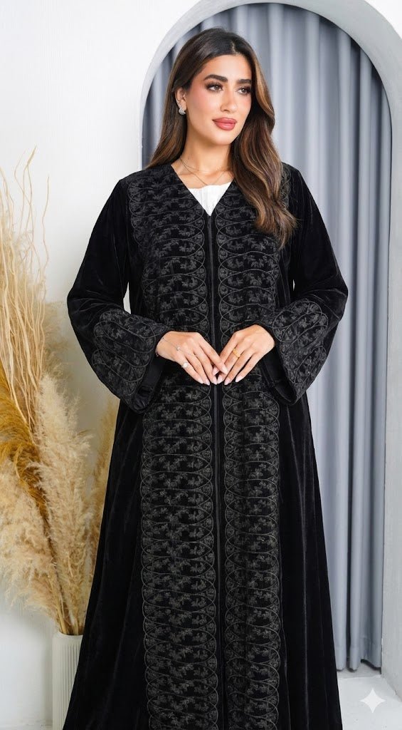 R225 Velvet Abaya Set Abaya for Women UAE – Abaya – Rutba Fashion Abaya