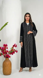 R225 Velvet Abaya Set Abaya for Women UAE – Abaya – Rutba Fashion Abaya