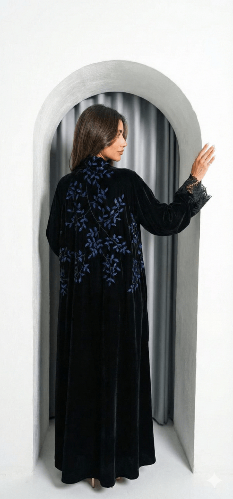 R226 Velvet Abaya Set Abaya for Women UAE – – Rutba Fashion Abaya