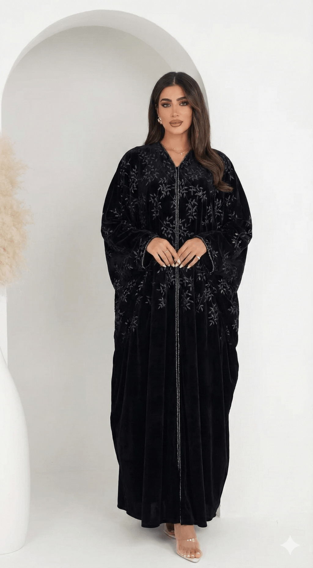 R226 Velvet Abaya Set Abaya for Women UAE – – Rutba Fashion Abaya
