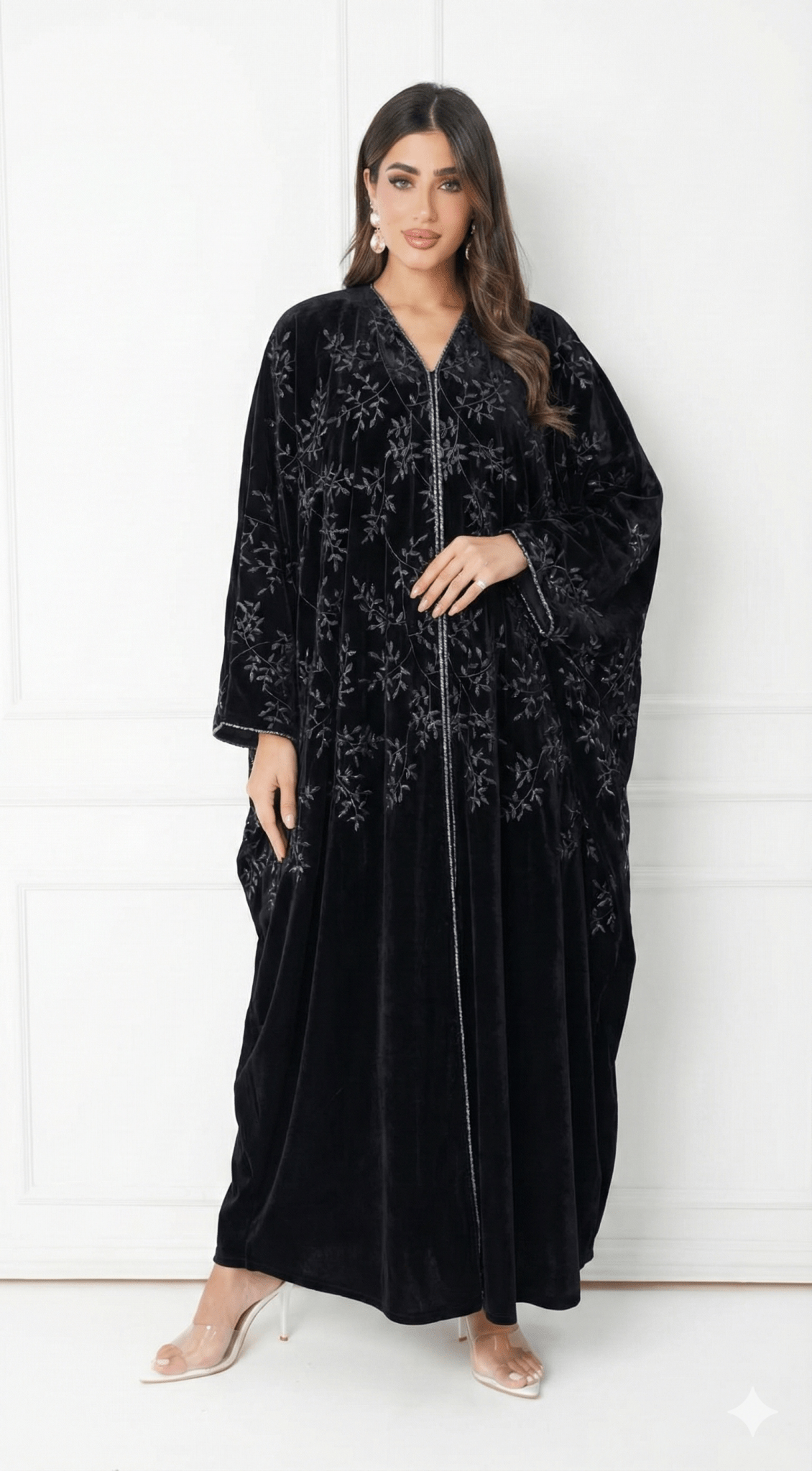 R226 Velvet Abaya Set Abaya for Women UAE – – Rutba Fashion Abaya