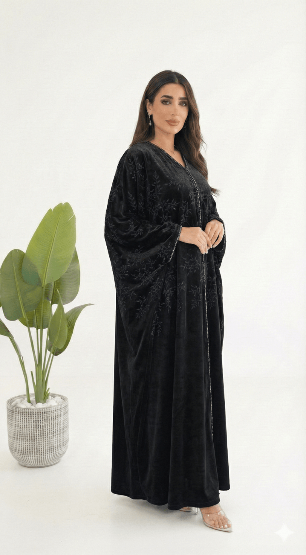 R226 Velvet Abaya Set Abaya for Women UAE – – Rutba Fashion Abaya