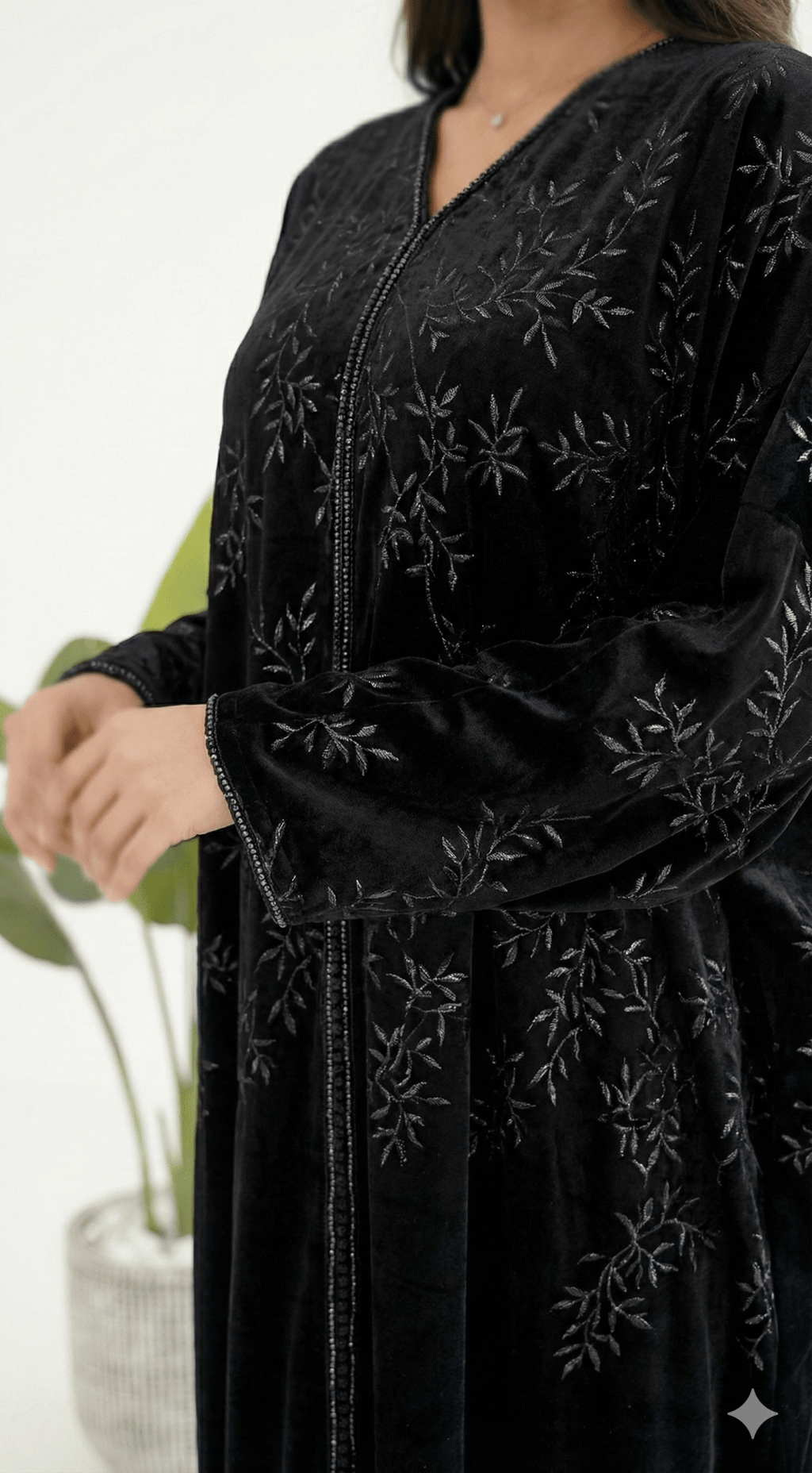 R226 Velvet Abaya Set Abaya for Women UAE – – Rutba Fashion Abaya