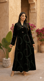 R228 Velvet Abaya Set Abaya for Women UAE – Abaya – Rutba Fashion Abaya