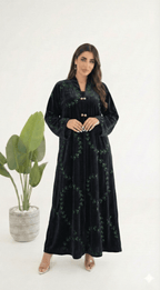 R228 Velvet Abaya Set Abaya for Women UAE – Abaya – Rutba Fashion Abaya