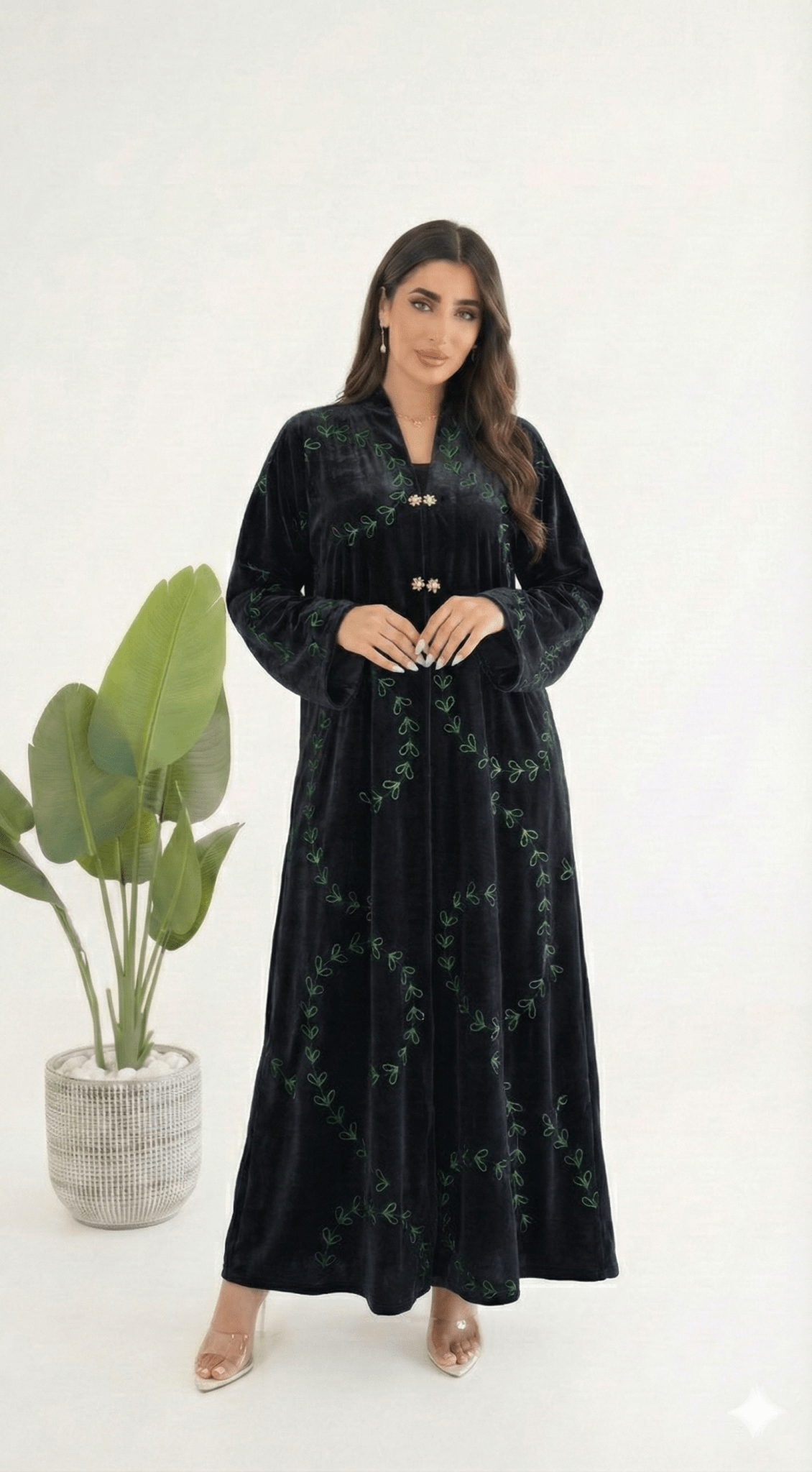 R228 Velvet Abaya Set Abaya for Women UAE – Abaya – Rutba Fashion Abaya