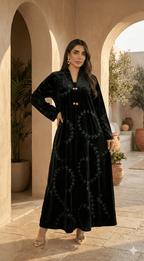 R228 Velvet Abaya Set Abaya for Women UAE – Abaya – Rutba Fashion Abaya