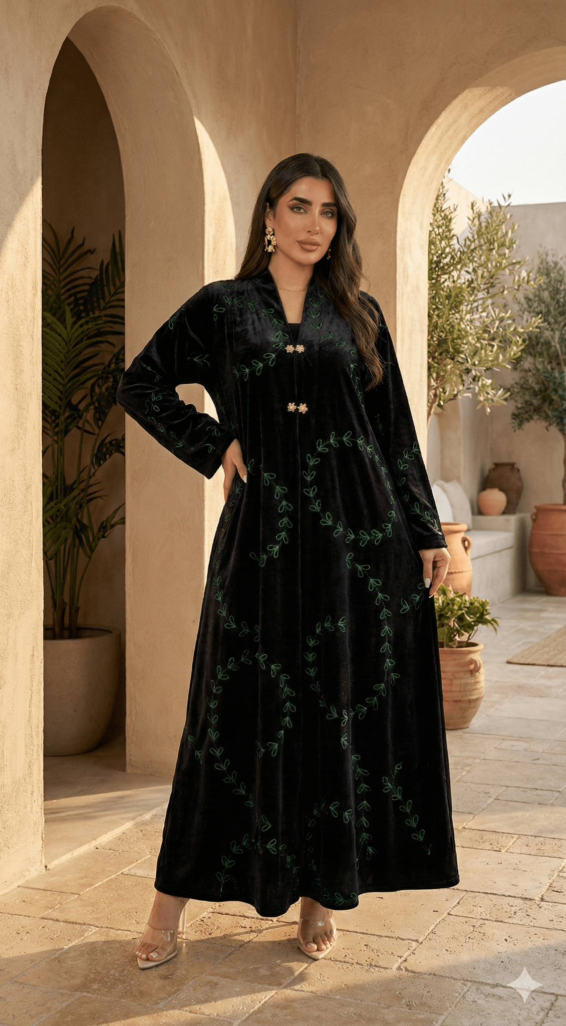 R228 Velvet Abaya Set Abaya for Women UAE – Abaya – Rutba Fashion Abaya