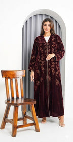 R229 Velvet Abaya Set Abaya for Women UAE – Abaya – Rutba Fashion Abaya