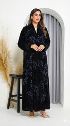 R231 Black Velvet Abaya Set Abaya for Women UAE – Abaya – Rutba Fashion Abaya