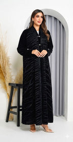R232 Black Velvet Abaya Set Abaya for Women UAE – Abaya – Rutba Fashion Abaya