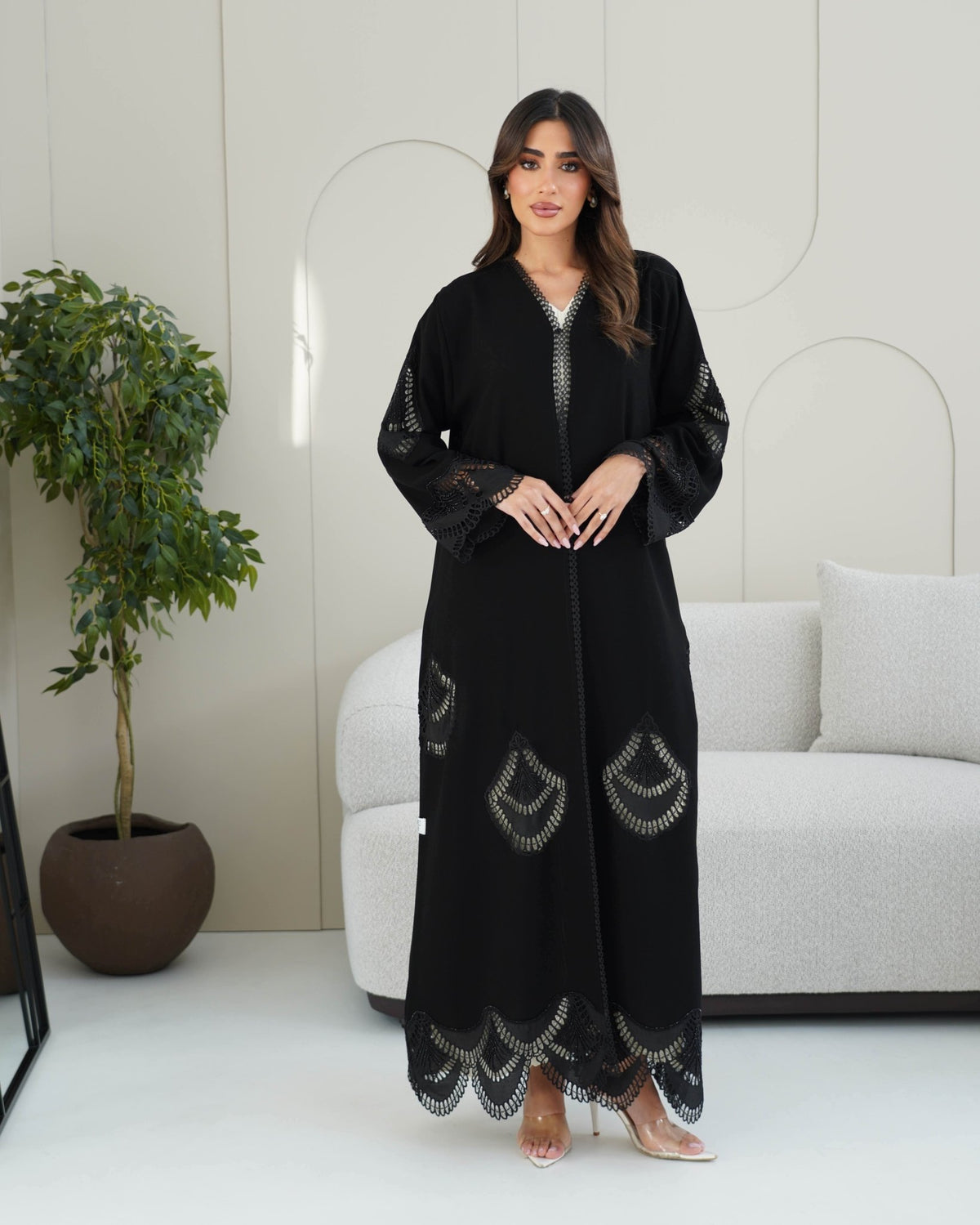 R233 Black Classic Abaya Set Abaya for Women UAE – Abaya – Rutba Fashion Abaya