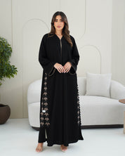 R235 Lazar Flower Dantel Black Abaya Abaya for Women UAE – Abaya – Rutba Fashion Abaya