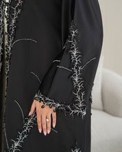 R239 Bridal Satan Black Eid Collection Abaya Abaya for Women UAE – Abaya – Rutba Fashion Abaya