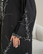 R239 Bridal Satan Black Eid Collection Abaya Abaya for Women UAE – Abaya – Rutba Fashion Abaya