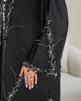 R239 Bridal Satan Black Eid Collection Abaya Abaya for Women UAE – Abaya – Rutba Fashion Abaya