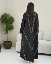 R239 Bridal Satan Black Eid Collection Abaya Abaya for Women UAE – Abaya – Rutba Fashion Abaya