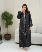 R239 Bridal Satan Black Eid Collection Abaya Abaya for Women UAE – Abaya – Rutba Fashion Abaya