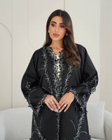 R239 Bridal Satan Black Eid Collection Abaya Abaya for Women UAE – Abaya – Rutba Fashion Abaya