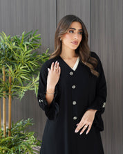 R246 Rose Buttons Design Elegant Abaya Abaya for Women UAE – Abaya – Rutba Fashion Abaya