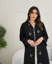 R248 Lazar Flower Design Black Abaya for Eid Collection Abaya for Women UAE – Abaya – Rutba Fashion Abaya