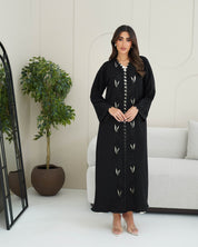 R248 Lazar Flower Design Black Abaya for Eid Collection Abaya for Women UAE – Abaya – Rutba Fashion Abaya